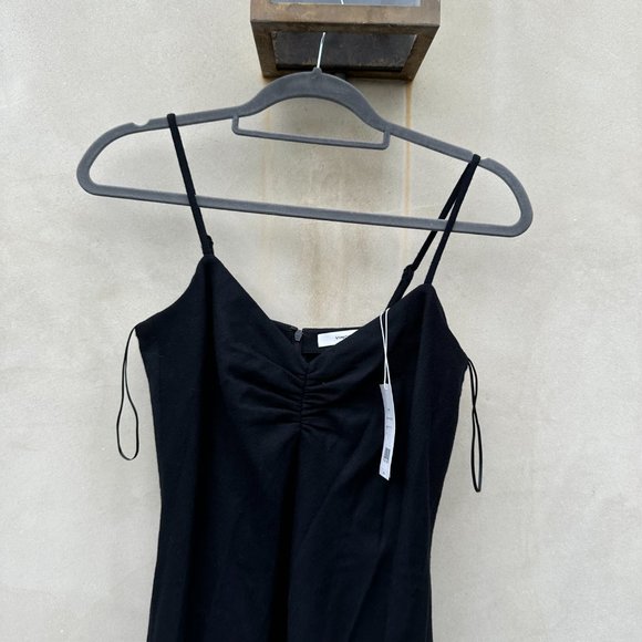 Vince Ruched Camisole Mini Dress Black Wool Blend A-line Skirt Small - Picture 5 of 10